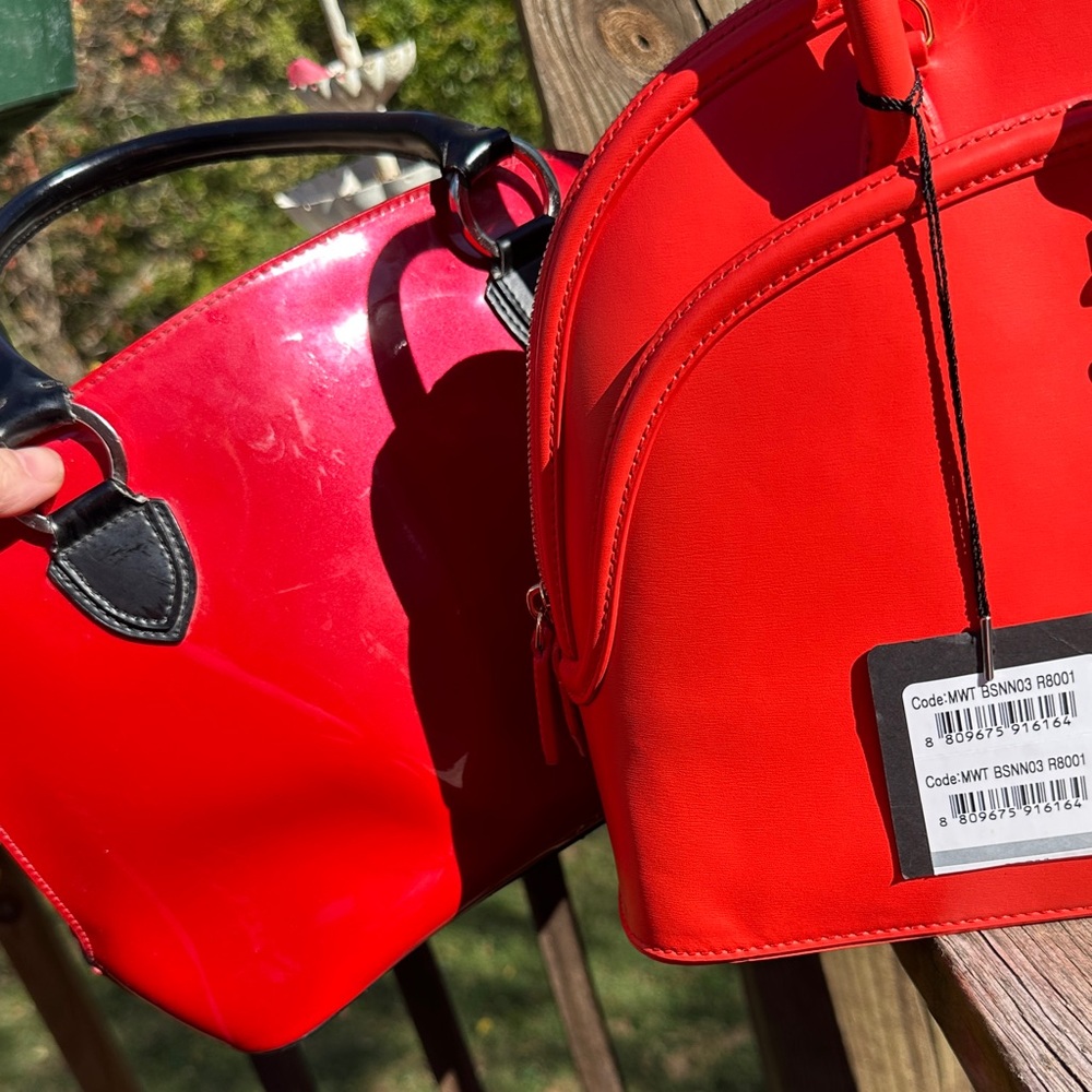 MCM Anna Large Red/Orange NWT Dome Crossbody Satchel COA Full Inclusion - Picture 11 of 12